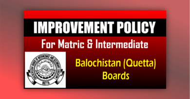Balochistan (Quetta) Board Improvement Exam Policy 2026