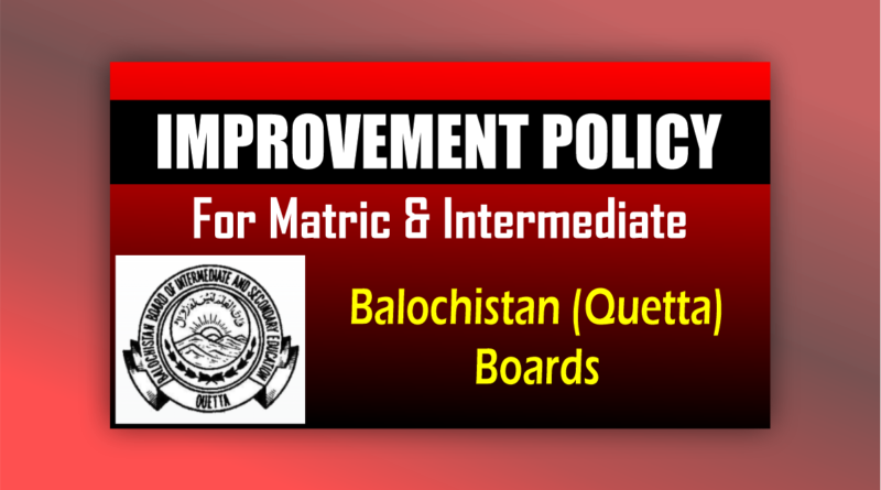 Balochistan (Quetta) Board Improvement Exam Policy 2026
