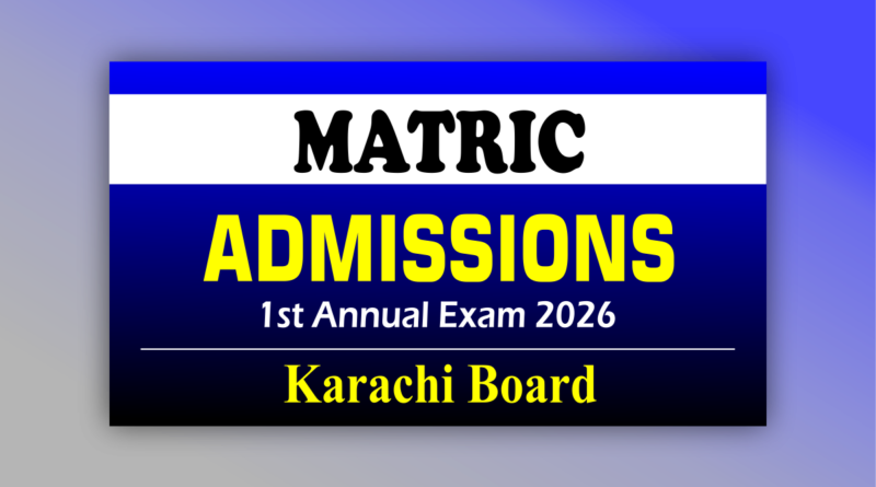 Class 10 Annual Examination Admission 2026 Karachi Board