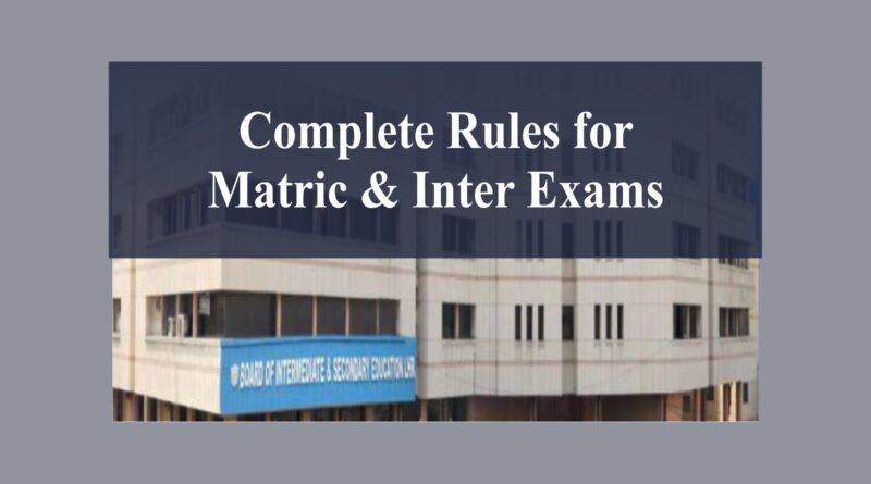 Examination Facilities, Centre Change & Inspection Rules for Matric & Intermediate Exams in Pakistan