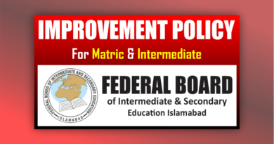 Federal Board (FBISE) Matric Improvement Exam Policy 2026