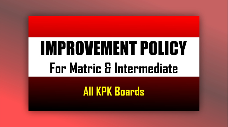 KPK Boards Matric Improvement Exam Policy 2026