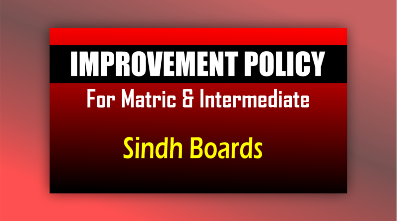 Sindh boards Board Improvement Exam Policy 2026